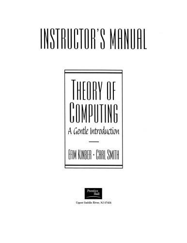 Download Solutions Manual of Theory of Computing A Gentle Introduction PDF